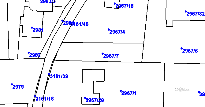 Parcela st. 2967/7 v KÚ Horní Suchá, Katastrální mapa
