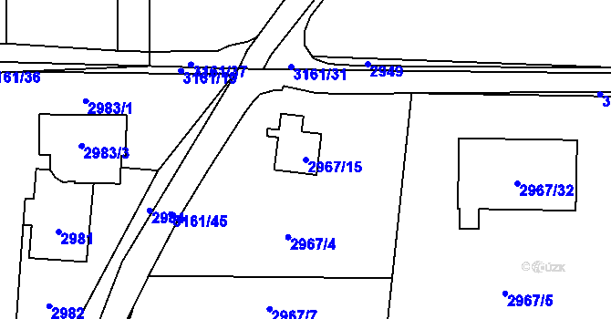 Parcela st. 2967/15 v KÚ Horní Suchá, Katastrální mapa