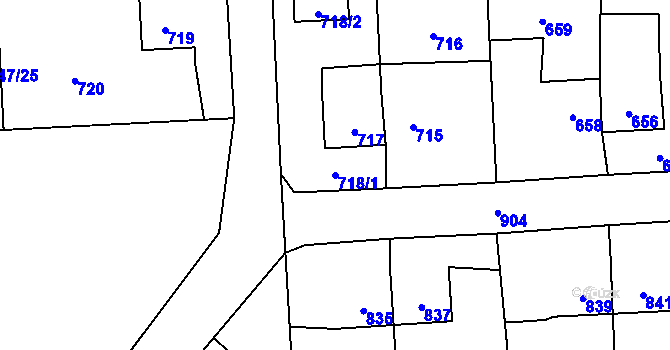 Parcela st. 718/1 v KÚ Horní Suchá, Katastrální mapa