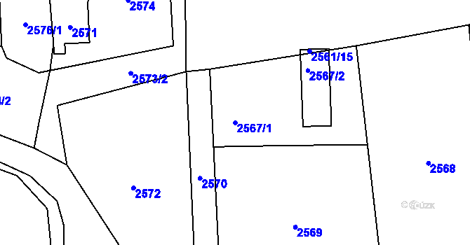 Parcela st. 2567/1 v KÚ Horní Suchá, Katastrální mapa