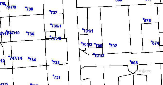 Parcela st. 701/2 v KÚ Horní Suchá, Katastrální mapa