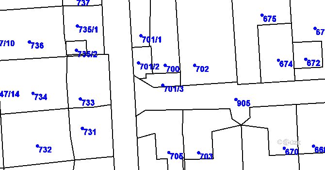 Parcela st. 701/3 v KÚ Horní Suchá, Katastrální mapa