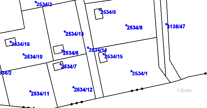 Parcela st. 2534/15 v KÚ Horní Suchá, Katastrální mapa