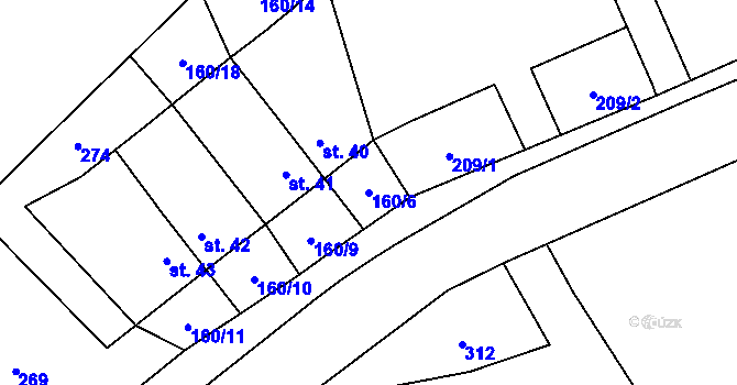 Parcela st. 160/6 v KÚ Horní Sukolom, Katastrální mapa