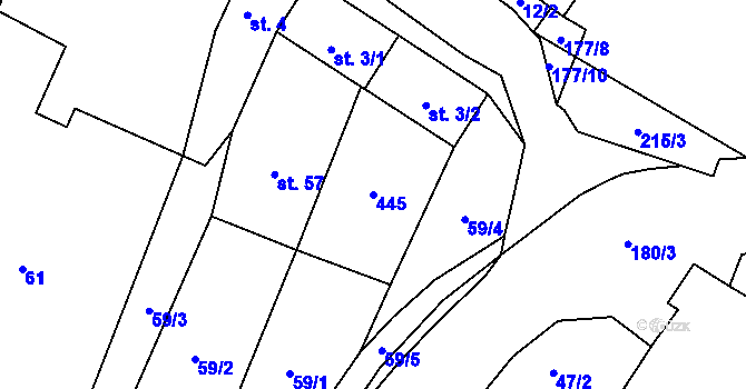Parcela st. 445 v KÚ Horní Sukolom, Katastrální mapa