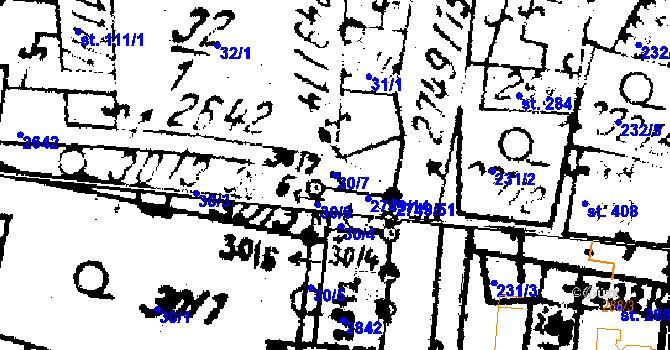 Parcela st. 30/7 v KÚ Horní Štěpánov, Katastrální mapa