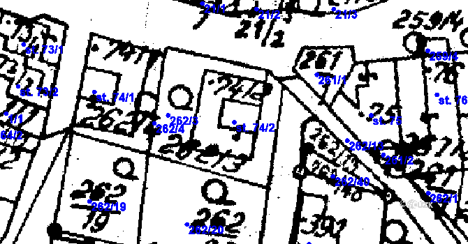 Parcela st. 74/2 v KÚ Horní Štěpánov, Katastrální mapa