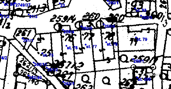 Parcela st. 77 v KÚ Horní Štěpánov, Katastrální mapa