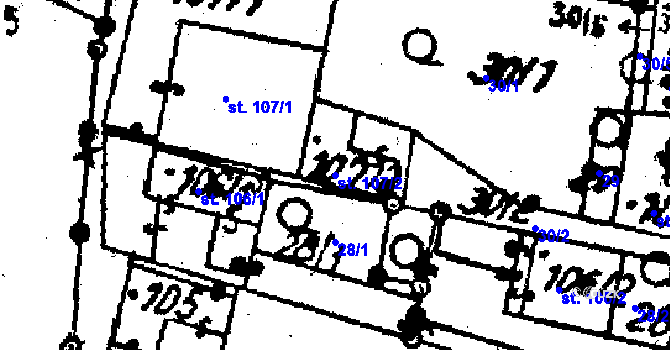 Parcela st. 107/2 v KÚ Horní Štěpánov, Katastrální mapa