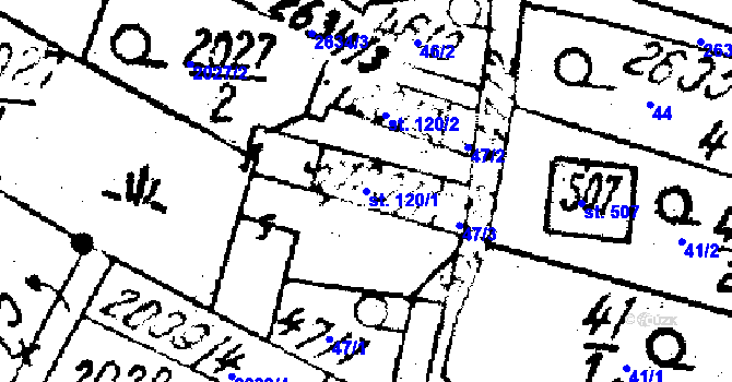 Parcela st. 120/1 v KÚ Horní Štěpánov, Katastrální mapa