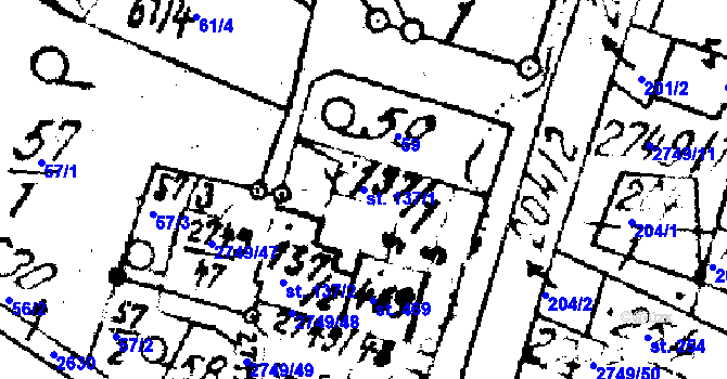 Parcela st. 137/1 v KÚ Horní Štěpánov, Katastrální mapa