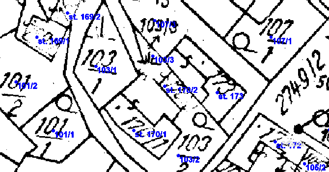 Parcela st. 170/2 v KÚ Horní Štěpánov, Katastrální mapa
