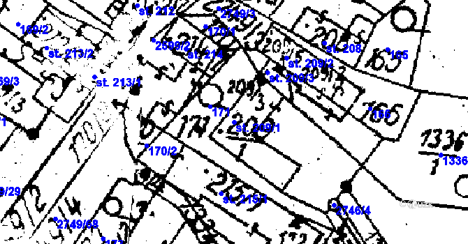 Parcela st. 209/1 v KÚ Horní Štěpánov, Katastrální mapa