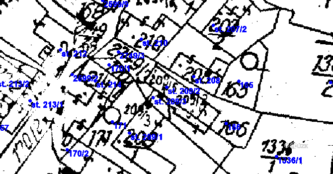 Parcela st. 209/2 v KÚ Horní Štěpánov, Katastrální mapa