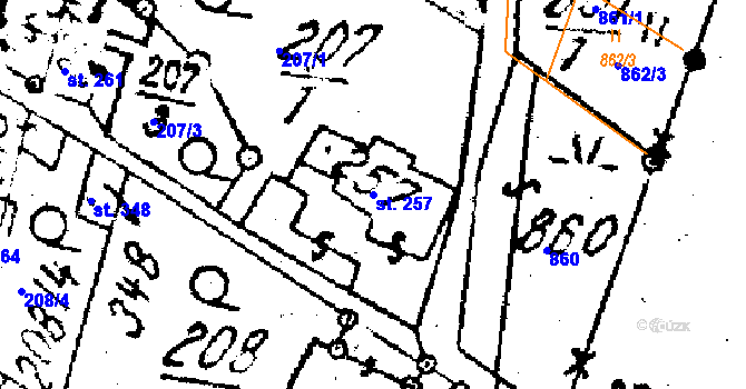 Parcela st. 257 v KÚ Horní Štěpánov, Katastrální mapa