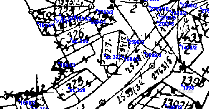 Parcela st. 327 v KÚ Horní Štěpánov, Katastrální mapa