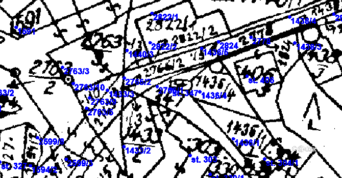 Parcela st. 347 v KÚ Horní Štěpánov, Katastrální mapa