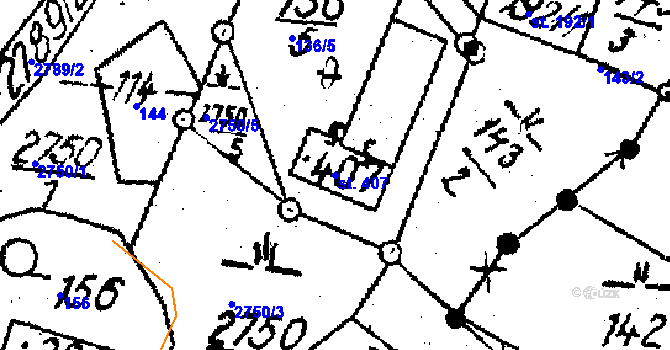 Parcela st. 407 v KÚ Horní Štěpánov, Katastrální mapa