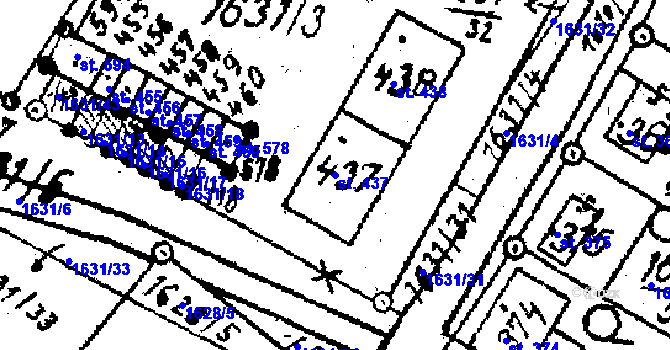 Parcela st. 437 v KÚ Horní Štěpánov, Katastrální mapa