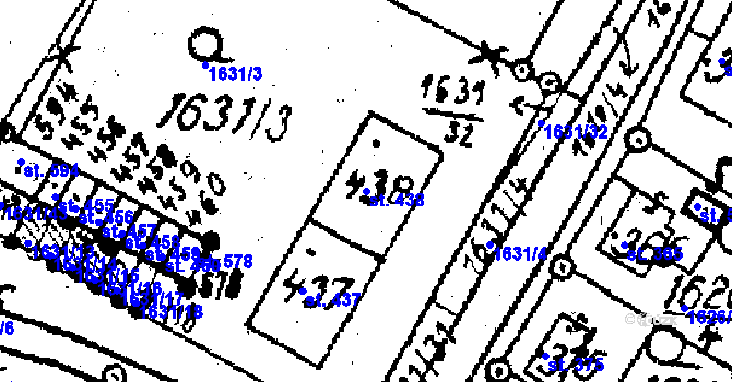Parcela st. 438 v KÚ Horní Štěpánov, Katastrální mapa
