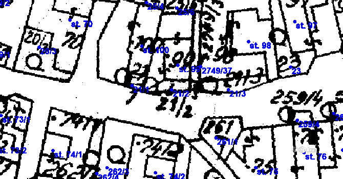 Parcela st. 21/2 v KÚ Horní Štěpánov, Katastrální mapa