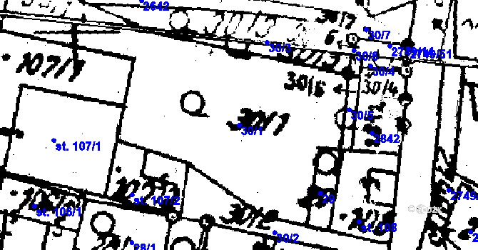 Parcela st. 30/1 v KÚ Horní Štěpánov, Katastrální mapa