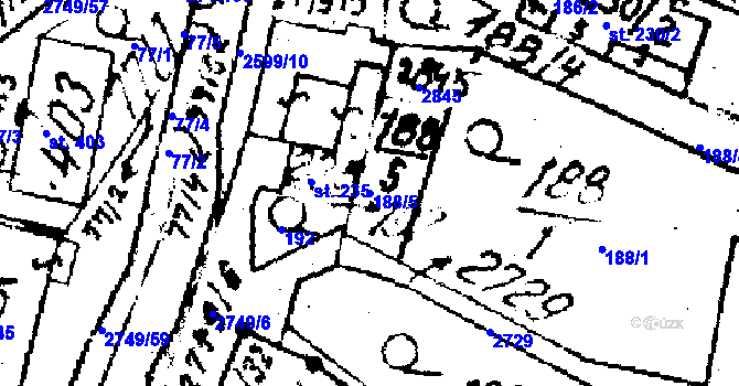 Parcela st. 188/5 v KÚ Horní Štěpánov, Katastrální mapa