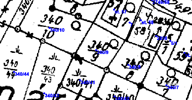 Parcela st. 340/9 v KÚ Horní Štěpánov, Katastrální mapa