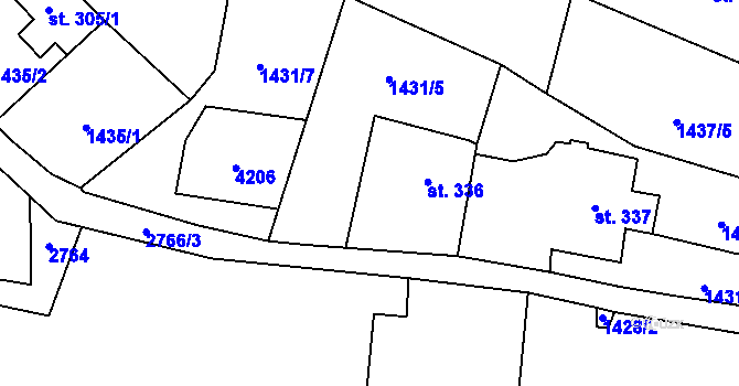 Parcela st. 1431/5 v KÚ Horní Štěpánov, Katastrální mapa