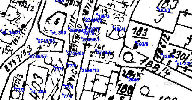 Parcela st. 2749/5 v KÚ Horní Štěpánov, Katastrální mapa