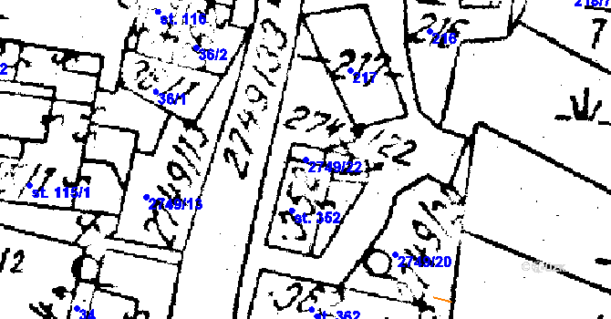 Parcela st. 2749/22 v KÚ Horní Štěpánov, Katastrální mapa