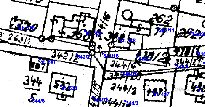 Parcela st. 344/16 v KÚ Horní Štěpánov, Katastrální mapa