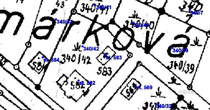 Parcela st. 583 v KÚ Horní Štěpánov, Katastrální mapa