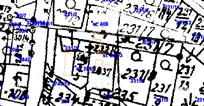 Parcela st. 288/3 v KÚ Horní Štěpánov, Katastrální mapa