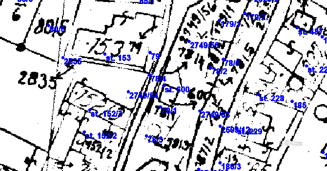 Parcela st. 600 v KÚ Horní Štěpánov, Katastrální mapa