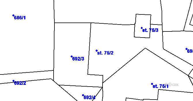 Parcela st. 75/2 v KÚ Horní Tošanovice, Katastrální mapa