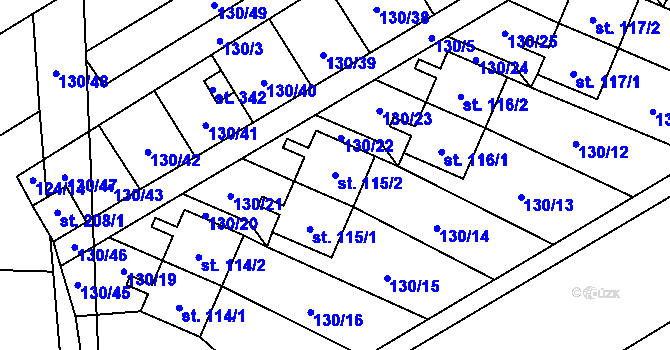 Parcela st. 115/2 v KÚ Horní Tošanovice, Katastrální mapa