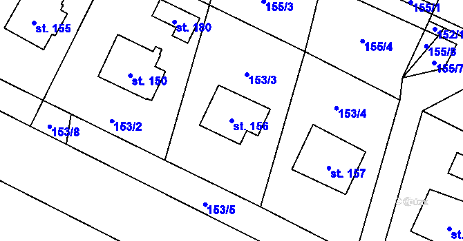 Parcela st. 156 v KÚ Horní Tošanovice, Katastrální mapa