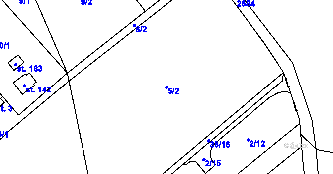 Parcela st. 5/2 v KÚ Horní Tošanovice, Katastrální mapa