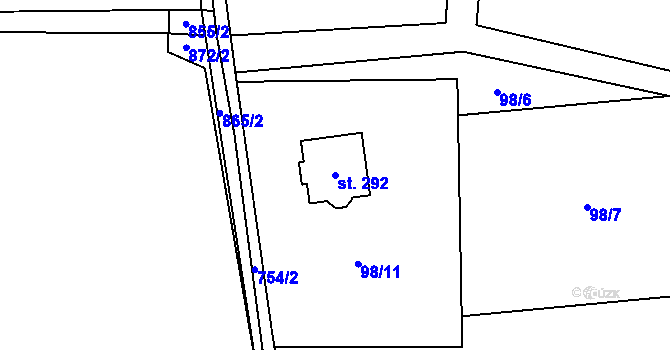 Parcela st. 292 v KÚ Horní Tošanovice, Katastrální mapa