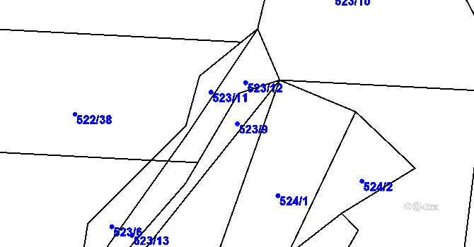 Parcela st. 523/9 v KÚ Horní Tošanovice, Katastrální mapa