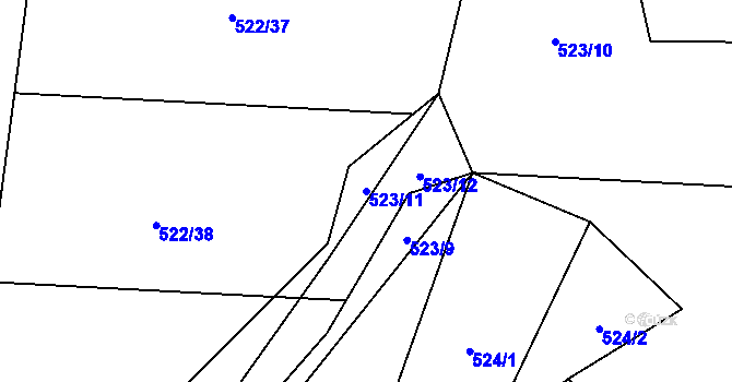 Parcela st. 523/11 v KÚ Horní Tošanovice, Katastrální mapa