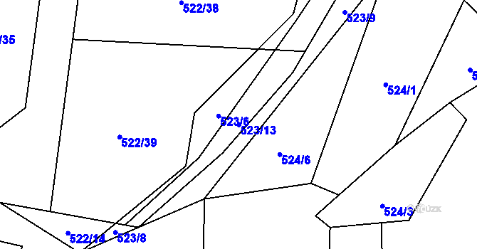 Parcela st. 523/13 v KÚ Horní Tošanovice, Katastrální mapa