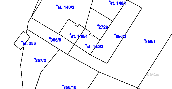 Parcela st. 140/3 v KÚ Horní Třešňovec, Katastrální mapa
