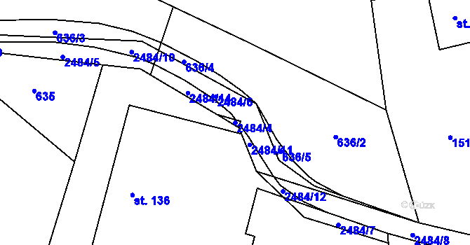 Parcela st. 2484/4 v KÚ Horní Třešňovec, Katastrální mapa