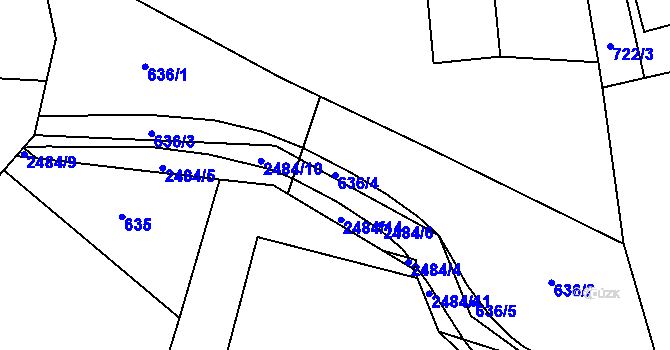 Parcela st. 636/4 v KÚ Horní Třešňovec, Katastrální mapa