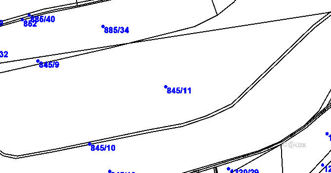 Parcela st. 845/11 v KÚ Horní Újezd u Litomyšle, Katastrální mapa
