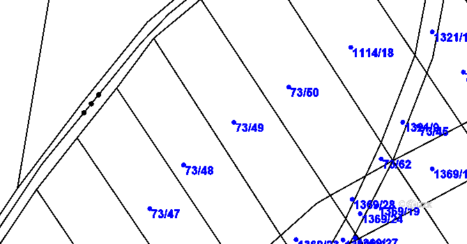 Parcela st. 73/49 v KÚ Horní Újezd u Litomyšle, Katastrální mapa