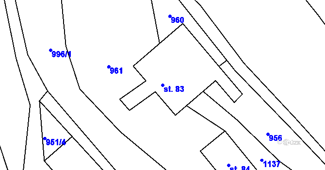 Parcela st. 83 v KÚ Horní Újezd u Litomyšle, Katastrální mapa