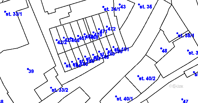 Parcela st. 149 v KÚ Horní Újezd u Třebíče, Katastrální mapa